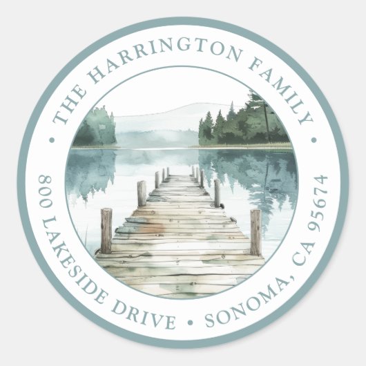 Rustikales Bergsee Rücksendeadresse Umschlag Aufkl Runder Aufkleber (Vorderseite)