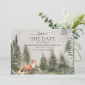 Rustikales Bergwald Foto Hochzeit retten das Datum Save The Date (Stehend Vorderseite)