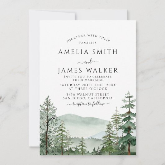 Rustikales Bergwald Hochzeit im Freien I Einladung (Vorderseite)