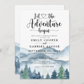 Rustikales Bergwald Hochzeit Probe Dinner Einladung (Vorne/Hinten)