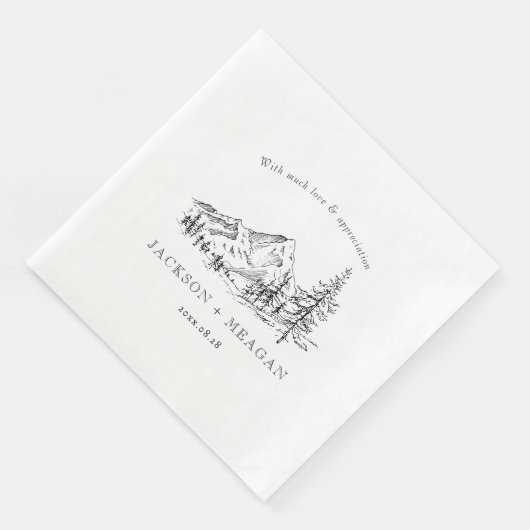 Rustikales Bergwald Hochzeitspapier Napkins Serviette (Ecke)