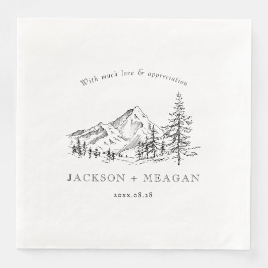 Rustikales Bergwald Hochzeitspapier Napkins Serviette (Vorderseite)