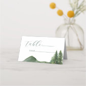 Rustikales Bergwald Pine Tree Hochzeitstag N Platzkarte (Vorderseite)