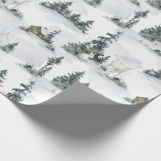 Rustikales Bergwald Tierhütte Weihnachtsgeschenk Geschenkpapier (Ecke)