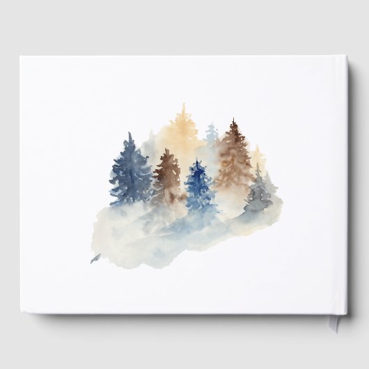 Rustikales Bergwasser-Aquarellbaum Hochzeitsbuch Gästebuch (Rückseite)