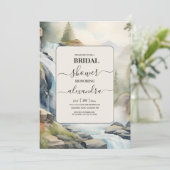 Rustikales Bergwasser Wasserfall Boho Brautparty Einladung (Stehend Vorderseite)