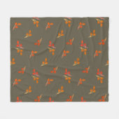 Rustikales Berry Red Orange Olive Green Fleecedecke (Vorderseite (Horizontal))
