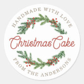 Rustikales Berry Wreath Holiday Baking Geschenk Runder Aufkleber (Vorderseite)