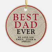 Rustikales Best Vater Red Typografy Foto Keramik Ornament (Vorne)