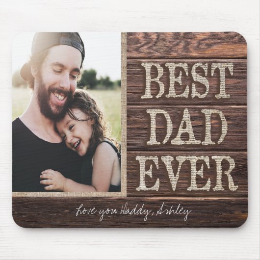 Rustikales bestes Vater-überhaupt Geburtstags-Foto Mousepad (Vorne)