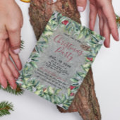 Rustikales Beton-Holzkranz-Script Weihnachtsgesche Einladung