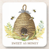 Rustikales Bienenstock süß als Honig-Serviertablet Getränkeuntersetzer (Vorderseite)