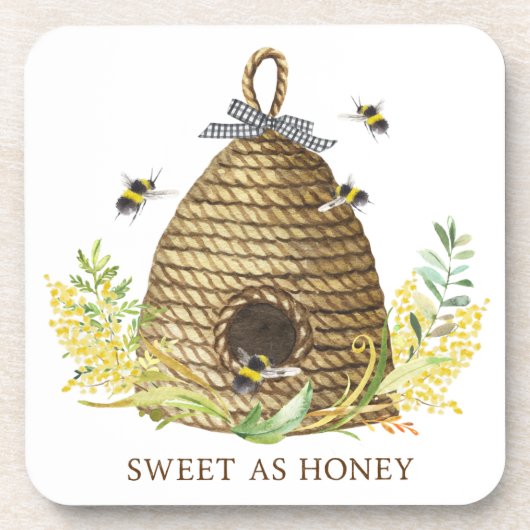 Rustikales Bienenstock süß als Honig-Serviertablet Getränkeuntersetzer (Vorderseite)