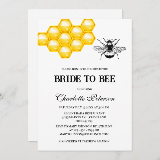 Rustikales BienenthemenBrautparty Einladung (Vorne/Hinten)