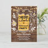 Rustikales Bier und Ruhestand-Party Einladung (Stehend Vorderseite)