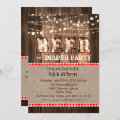 Rustikales Bier und Windeln Party Einladung (Vorne/Hinten)