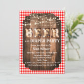 Rustikales Bier und Windeln Party Einladung (Stehend Vorderseite)