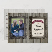 Rustikales Bildrahmen-Foto Hochzeitssache speicher Ankündigungspostkarte (Vorne/Hinten)