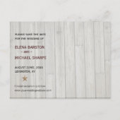 Rustikales Bildrahmen-Foto Hochzeitssache speicher Ankündigungspostkarte (Rückseite)