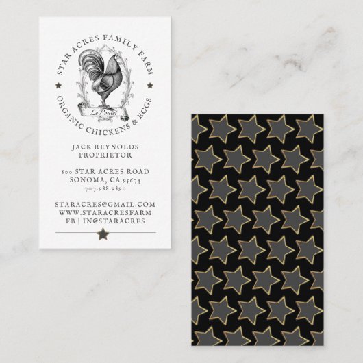 Rustikales Bio Hühnchen Frische Bio Eier Business Visitenkarte (Vorne/Hinten)