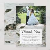 Rustikales Birch Bark Wedding Foto Danke Karten (Vorne/Hinten)