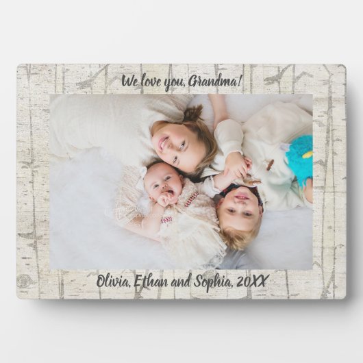 Rustikales Birch Personalisiert Name Foto Plaque Fotoplatte (Vorderseite)