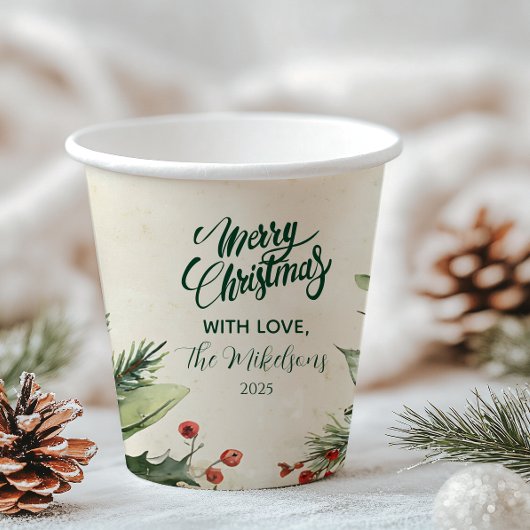 Rustikales Birch Pinecone Weihnachtsgebäck Party Pappbecher