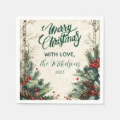 Rustikales Birch Pinecone Weihnachtsgebäck Party Serviette (Vorderseite)