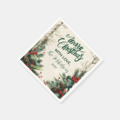 Rustikales Birch Pinecone Weihnachtsgebäck Party Serviette (Ecke)