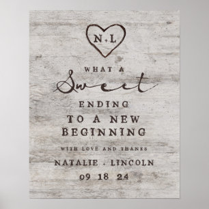 Rustikales Birch Sweet Ending Leckerei Bar Wedding Poster