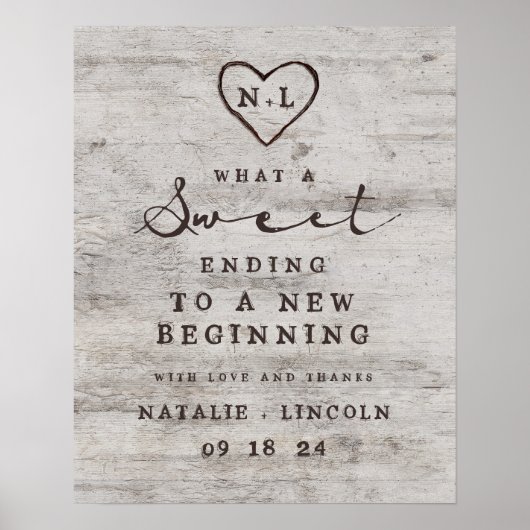 Rustikales Birch Sweet Ending Leckerei Bar Wedding Poster (Vorne)