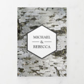 Rustikales Birch Tree Barke Foto Hochzeit Dreifach Gefaltete Einladung (Cover)