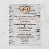 Rustikales Birch Tree Herzenslust Einladung Postkarte (Vorderseite)