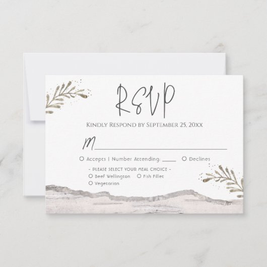 Rustikales Birch Wood Wedding RSVP Karte (Vorderseite)