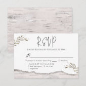 Rustikales Birch Wood Wedding RSVP Karte (Vorne/Hinten)