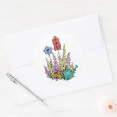 Rustikales Birdhouse Garden Wasserfarben Sketch Runder Aufkleber (Umschlag)
