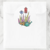 Rustikales Birdhouse Garden Wasserfarben Sketch Runder Aufkleber (Tasche)