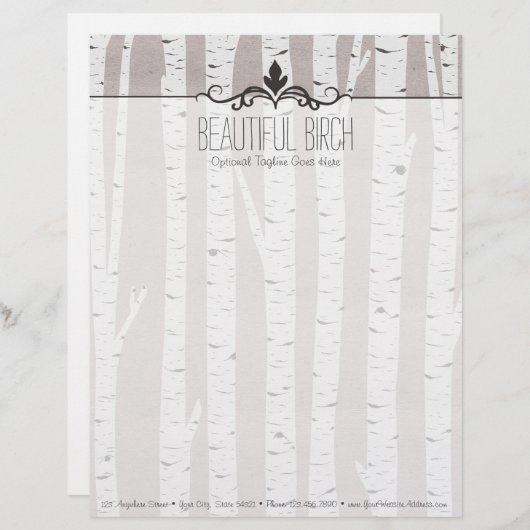 Rustikales Birken-Holz-Baum-u. Briefkopf (Vorne/Hinten)