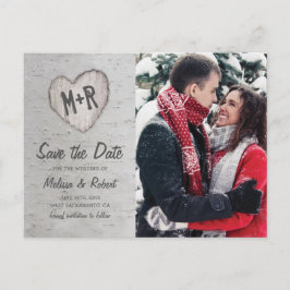 Rustikales Birkenbaum-Foto Save the Date Einladungspostkarte