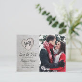 Rustikales Birkenbaum-Foto Save the Date Einladungspostkarte (Stehend Vorderseite)