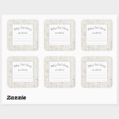 Rustikales Birkenholz Babyduschbuch Buchzeichen Quadratischer Aufkleber (Blatt)