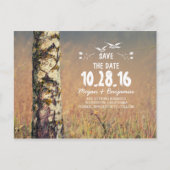 Rustikales Birkenwäldchen Save the Date Ankündigungspostkarte (Vorderseite)