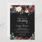 Rustikales Black Brunch und Bubbly Brautparty Einladung (Vorderseite)