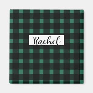 Rustikales Black Green Gingham Pattern Magnet