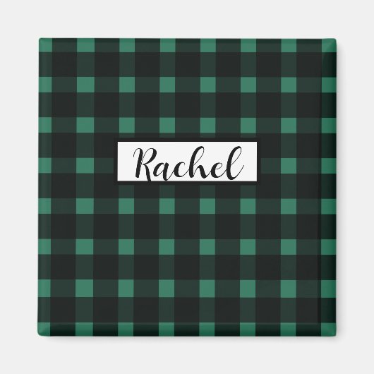 Rustikales Black Green Gingham Pattern Magnet (Vorne)