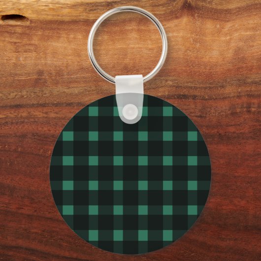 Rustikales Black Green Gingham Pattern Schlüsselanhänger (Rückseite)
