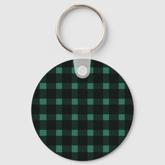 Rustikales Black Green Gingham Pattern Schlüsselanhänger (Rückseite)