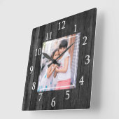 Rustikales Black Pallet Holz Custom Foto Quadratische Wanduhr (Winkel)