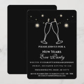 Rustikales Black String Lights Silvester Party Einladung (Vorne/Hinten)