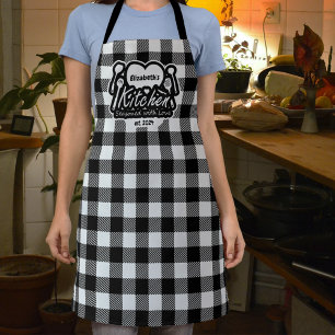 Rustikales Black & White Buffalo Karierte Küche Schürze